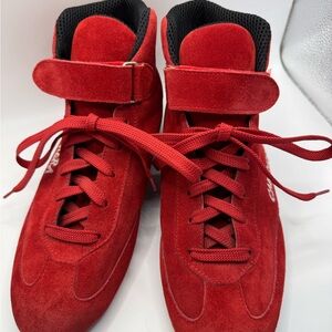 Red Suede High-Top driving racing shoes
